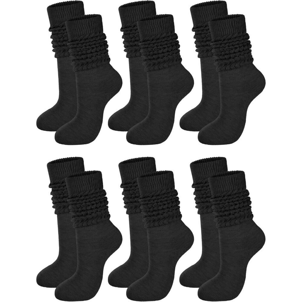 Women Slouch Socks Cotton 6 Pairs Knee Boot Socks Winter Cold Weather